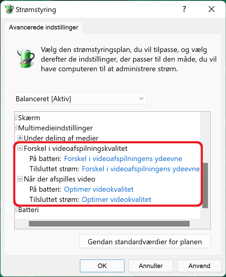 Multimedieindstillinger